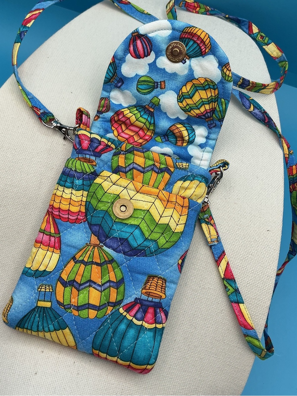 Quilted Hot Air Balloon Crossbody Bag - Blue Multicolor - Picture 4 of 5